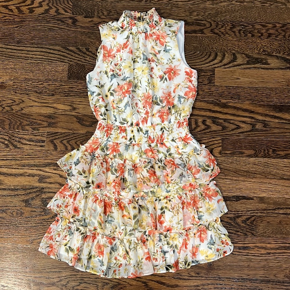 NWOT Floral Print ruffle mini dress
